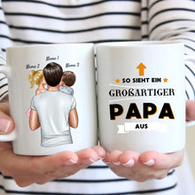 Cargar imagen en el visor de la galería, So sieht ein großartiger PAPA aus! - Personalisierte Tasse für Väter (Vatertag 1-4 Kinder)
