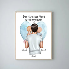 Cargar imagen en el visor de la galería, Der schönste Weg ist der gemeinsame! - Personalisiertes Vatertag Poster (Papa mit 1-4 Kindern)
