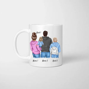 Scheiß auf Muttertag wir lieben dich jeden Tag! - Personalisierte Familien Tasse (Eltern mit 1-4 Kinder, Teenager)