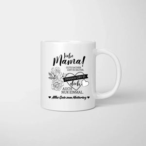 Mama gibt es nur einmal! - Personalisierte Familien Tasse (Muttertag, Vatertag mit 1-4 Kinder)