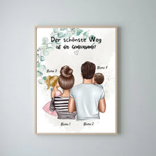 Cargar imagen en el visor de la galería, Der schönste Weg ist der Gemeinsame - Personalisiertes Familien Poster (Eltern mit 1-4 Kindern)
