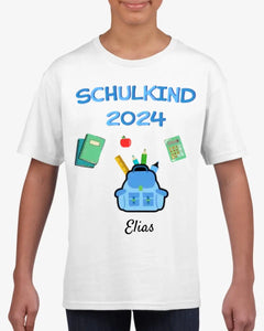 Schulkind 2024 - Personalisiertes T-Shirt für Kinder zur Einschulung (100% Baumwolle)