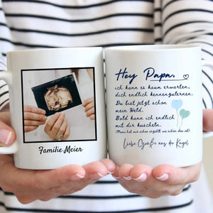 Lieber Papa, Baby-Ultraschall Fototasse für werdende Eltern (Mutter, Vater, Oma, Opa)