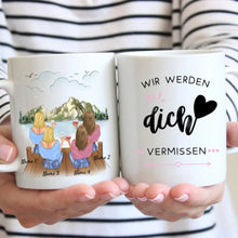 Cargar imagen en el visor de la galería, Wir werden dich vermissen - Personalisierte Tasse für Arbeitskolleginnen zum Jobwechsel - Geschenk Abschied (2-4 Personen)
