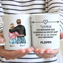 Cargar imagen en el visor de la galería, Schatz, ich bekomme das Gurkenglas nicht auf Plopp - Personalisierte Tasse für Pärchen
