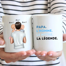 Cargar imagen en el visor de la galería, Papa, L&#39;homme, Le mythe, La légende - Mug personnalisé (Fête des pères, 1-4 enfants)
