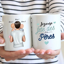 Cargar imagen en el visor de la galería, Joyeuse Fête des pères - Mug personnalisé (Fête des pères tasse, 1-4 enfants)
