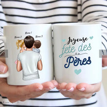 Cargar imagen en el visor de la galería, Joyeuse Fête des pères - Mug personnalisé (Fête des pères tasse, 1-4 enfants)
