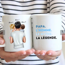 Cargar imagen en el visor de la galería, Papa, L&#39;homme, Le mythe, La légende - Mug personnalisé (Fête des pères, 1-4 enfants)
