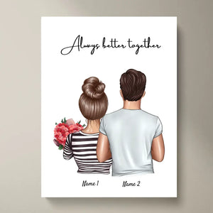 Pareja feliz - Póster Personalizado (pareja, 1-3 niños, San Valentín)