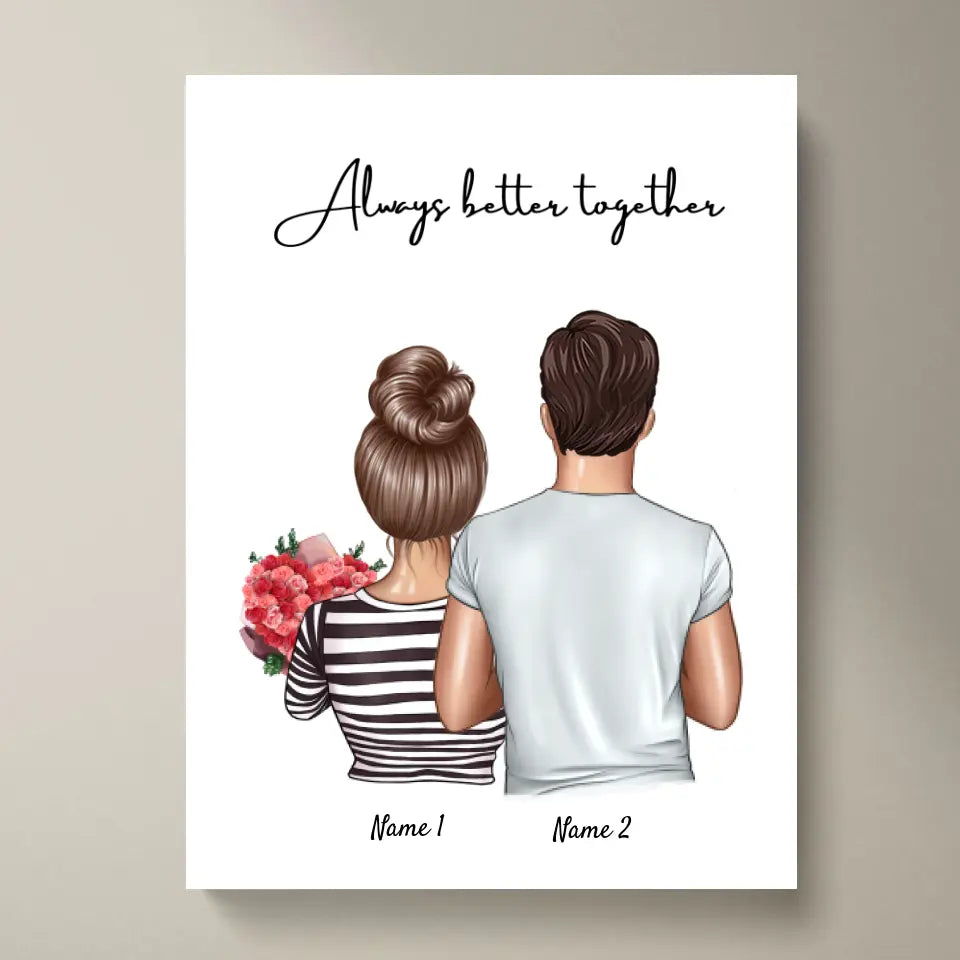 Pareja feliz - Póster Personalizado (pareja, 1-3 niños, San Valentín)