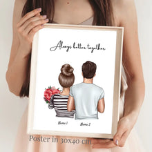 Cargar imagen en el visor de la galería, Pareja feliz - Póster Personalizado (pareja, 1-3 niños, San Valentín)
