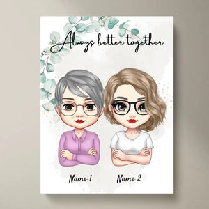 Mamá e hijas Chibi - Póster personalizado (2-3 mujeres)