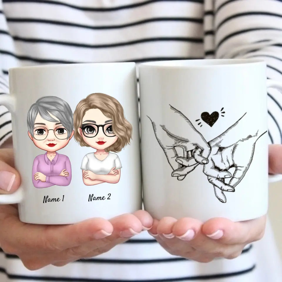 Mamá e hijas Chibi - Taza personalizada (2-3 mujeres)