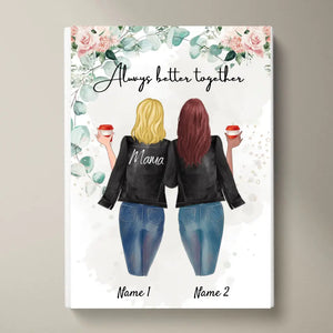 Mejor mamá con chaqueta de cuero - Póster personalizado (2-3 mujeres)