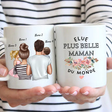 Cargar imagen en el visor de la galería, Elue plus belle maman du monde - Mug personnalisé (1-4 enfants)
