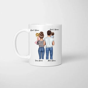 Beste Familientasse - Personalisierte Familien Tasse (1-4 Kinder/ Teenager)