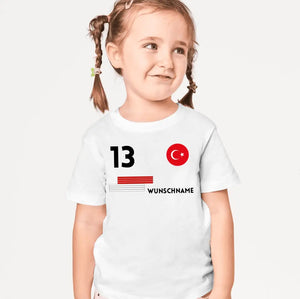 Fußball EM 2024 Türkei Trikot Kinder individuell - Personalisiertes T-Shirt für Kinder (100% Baumwolle)