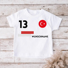 Cargar imagen en el visor de la galería, Fußball EM 2024 Türkei Trikot Kinder individuell - Personalisiertes T-Shirt für Kinder (100% Baumwolle)
