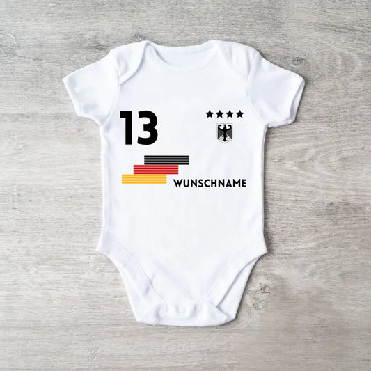 2024 Fussball EM - Personalisierter Baby-Onesie/ Strampler, Trikot mit anpassbarem Namen und Trikotnummer, 100% Bio-Baumwolle Baby Body