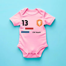 Cargar imagen en el visor de la galería, 2024 Voetbal EM Nederland - Gepersonaliseerde baby romper, shirt met aanpasbare naam en rugnummer, 100% biologisch katoenen baby romper
