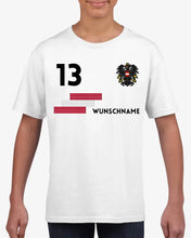 Cargar imagen en el visor de la galería, Fußball EM 2024 Österreich Trikot Kinder individuell - Personalisiertes T-Shirt für Kinder (100% Baumwolle)
