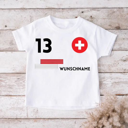 Fußball Schweiz Trikot Kinder individuell - Personalisiertes T-Shirt für Kinder (100% Baumwolle)