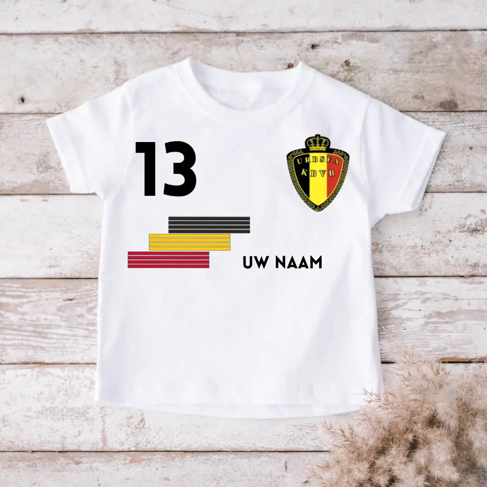Voetbal België shirt kinderen individueel - Gepersonaliseerd T-Shirt voor Kinderen (100% Katoen)