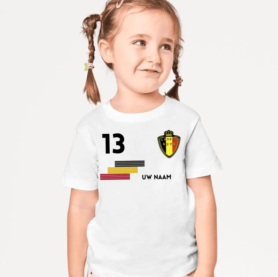 Voetbal België shirt kinderen individueel - Gepersonaliseerd T-Shirt voor Kinderen (100% Katoen)