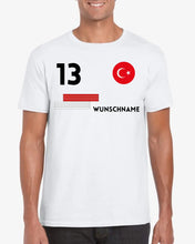 Cargar imagen en el visor de la galería, Fußball EM 2024 Türkei Trikot - Personalisiertes T-Shirt für türkische Fußball-Fans (100% Baumwolle, Unisex)
