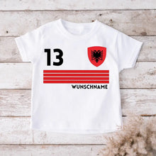 Cargar imagen en el visor de la galería, Fußball EM 2024 Albanien T-Shirt Kinder individuell - Personalisiertes Trikot für Kinder (100% Baumwolle)
