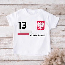 Cargar imagen en el visor de la galería, Fußball EM 2024 Polen T-Shirt Kinder individuell - Personalisiertes Trikot für Kinder (100% Baumwolle)
