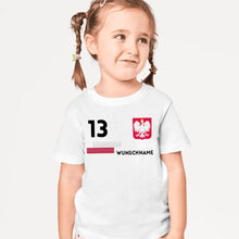 Cargar imagen en el visor de la galería, Fußball EM 2024 Polen T-Shirt Kinder individuell - Personalisiertes Trikot für Kinder (100% Baumwolle)
