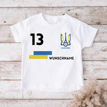 Cargar imagen en el visor de la galería, Fußball EM 2024 Ukraine T-Shirt Kinder individuell - Personalisiertes Trikot für Kinder (100% Baumwolle)
