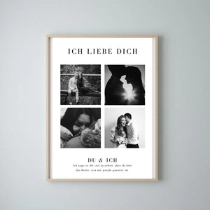 "Ich liebe dich" Personalisierte Foto-Collage Poster für Pärchen, deinen Partner