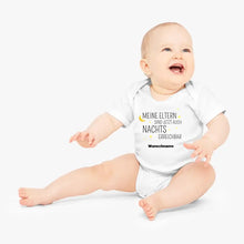 Cargar imagen en el visor de la galería, Meine Eltern sind jetzt auch nachts erreichbar - Personalisierter Baby-Strampler, 100% Bio-Baumwolle
