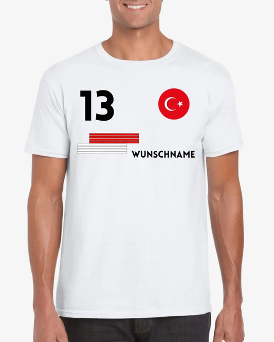 Fußball Türkei Trikot - Personalisiertes T-Shirt für türkische Fußball-Fans (100% Baumwolle, Unisex)