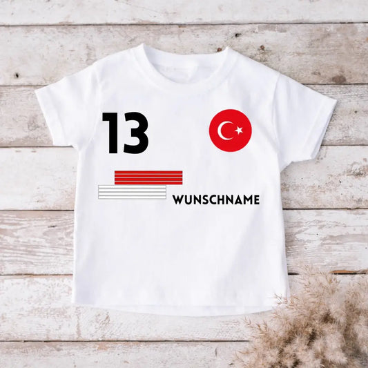 Fußball Türkei Trikot Kinder individuell - Personalisiertes T-Shirt für Kinder (100% Baumwolle)