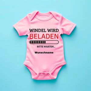 Windel wird beladen - Personalisierter Baby-Onesie/ Strampler, 100% Bio-Baumwolle