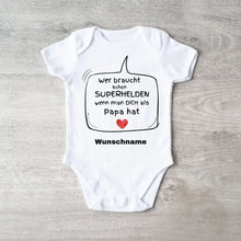 Cargar imagen en el visor de la galería, Superhelden Papa - Personalisierter Baby-Onesie/ Strampler, 100% Bio-Baumwolle
