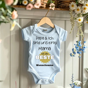 Mama ist die Beste - Personalisierter Baby-Onesie/ Strampler, 100% Bio-Baumwolle