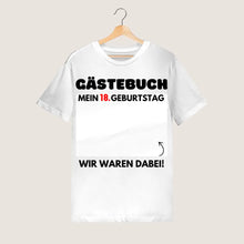 Cargar imagen en el visor de la galería, Gästebuch Geburtstag - Personalisiertes T-Shirt zum beschriften (100% Baumwolle, Unisex)
