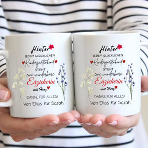 Wunderbare Erzieherin mit Herz - Personalisierte Tasse, Abschiedsgeschenk, Erzieher, Kindergarten, Schule, Lehrer, Tagesmutter