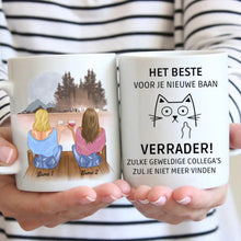 Cargar imagen en el visor de la galería, HET BESTE VOOR JE NIEUWE BAAN VERRADER! - Gepersonaliseerde collega mok (2-4 personen)
