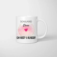 Cargar imagen en el visor de la galería, Schulkind Tasse personalisiert - Du bist 1. Klasse!
