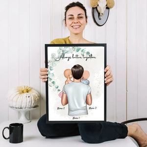 Mejor papá - Póster Personalizado (Padre con 1-4 niños)