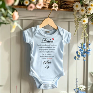 Sevgili baba - Personalisierter Baby-Onesie/ Strampler türkisch, 100% Bio-Baumwolle Baby Body