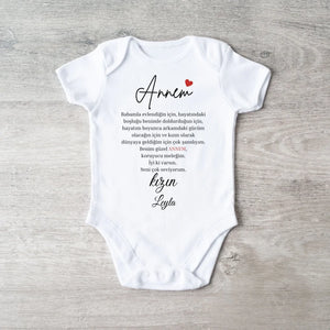 Sevgili anne - Personalisierter Baby-Onesie/ Strampler türkisch, 100% Bio-Baumwolle Baby Body