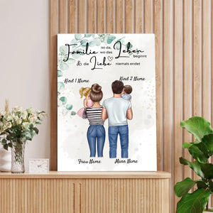 Meine kleine Familie - Personalisiertes Poster (Eltern mit 1-4 Kindern, Babies)