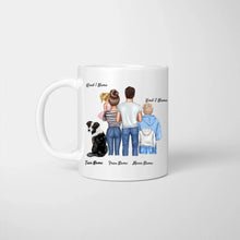 Cargar imagen en el visor de la galería, Personalisierte Familien Tasse &quot;Wo die Liebe niemals endet&quot; (1-4 Kinder + Haustiere)
